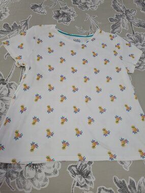 Croft & Barrow Classic Cotton Pineapple Print T Shirt White Medium